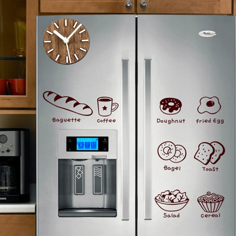 Простой деревянный магнитик на холодильник магнитные часы Творческий Магнитные наклейки круглые деревянные часы держатель записок Кухня декор для холодильника