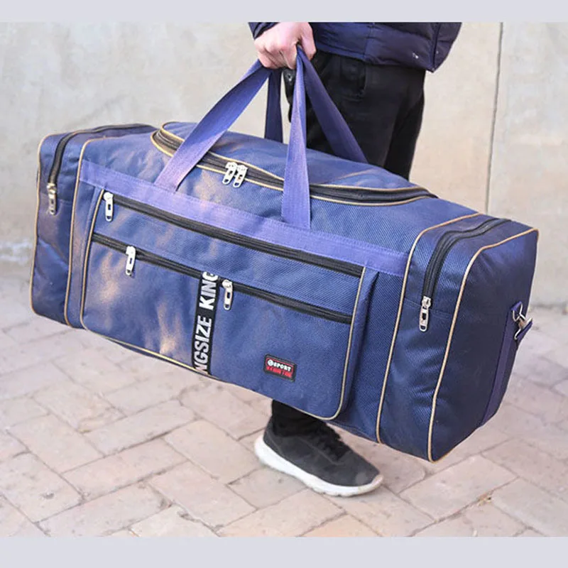 Большая вместительная мужская дорожная сумка Водонепроницаемые сумки Оксфорд ручной Багаж многофункциональная дорожная упаковка Высокое качество сумки через плечо - Цвет: Dark Blue-Big
