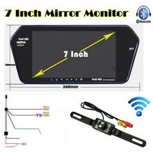 Koorinwoo Беспроводной 7 ”TFT ЖК-Экран 1024*600 Зеркало Монитор Bluetooth MP5 с USB/SD Слот Камера заднего вида инфракрасная Система