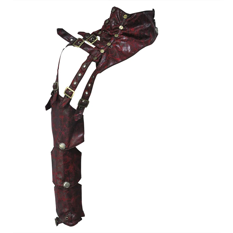

Red Leather Buckle Shoulder Long Sleeve Vintage Steampunk Arm Armor Gothic Arm Sheath Women Sexy Corset Burlesque Accessories