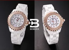 New 2017 Luxury brand Binger Space ceramic wristwatches fashion Women’s watches quartz Round rhinestone clock BG-0371