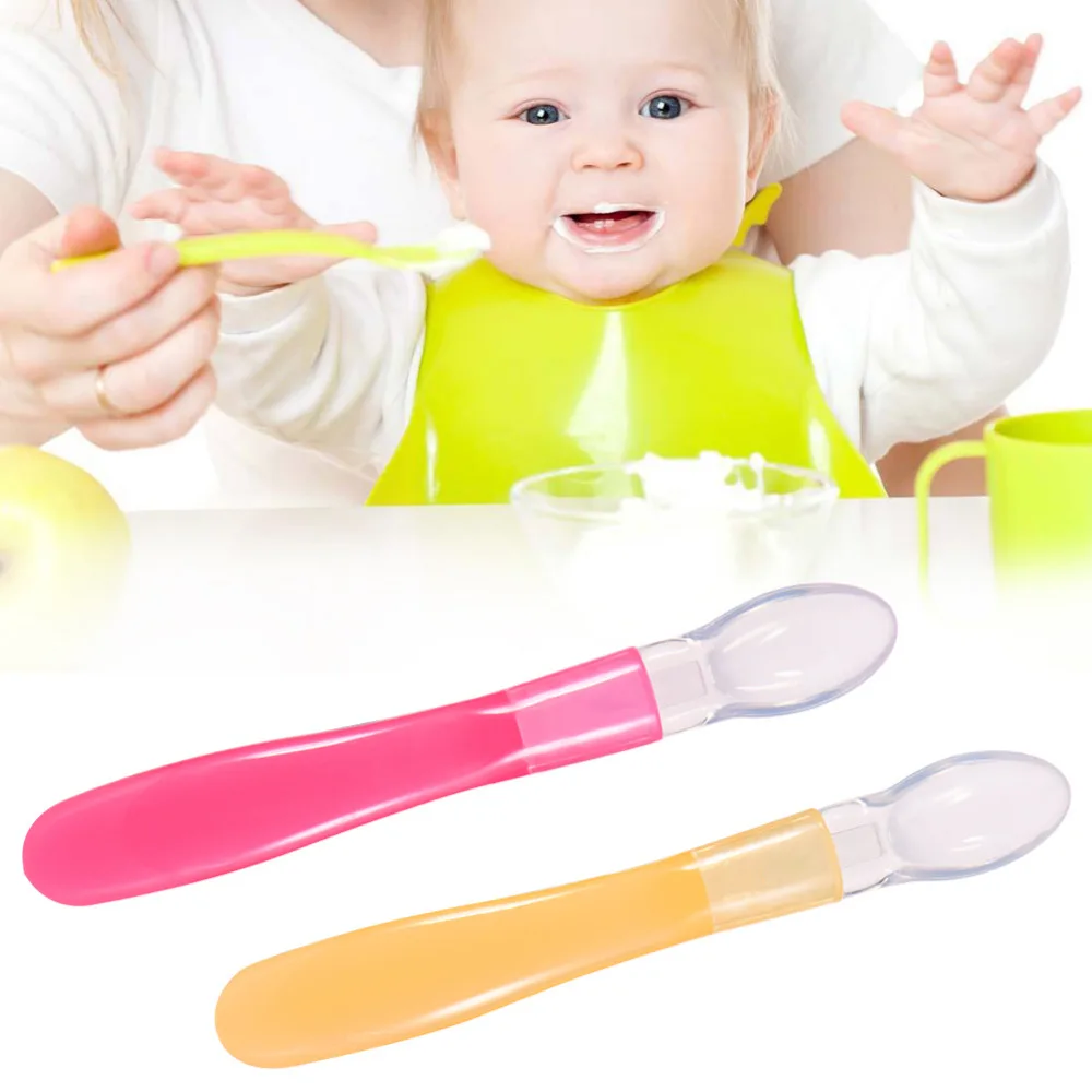 1pcs Baby Feeding Spoons Safety BPA Free Soft Kids Spoons Silicone