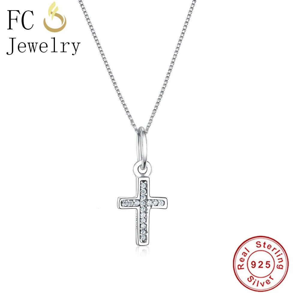 FC Jewelry 925 Sterling Silver Small Christian Rosary Cross Clear Zirconia  Crystal Necklaces Pendants For Femme Chain Choker|Necklaces| - AliExpress