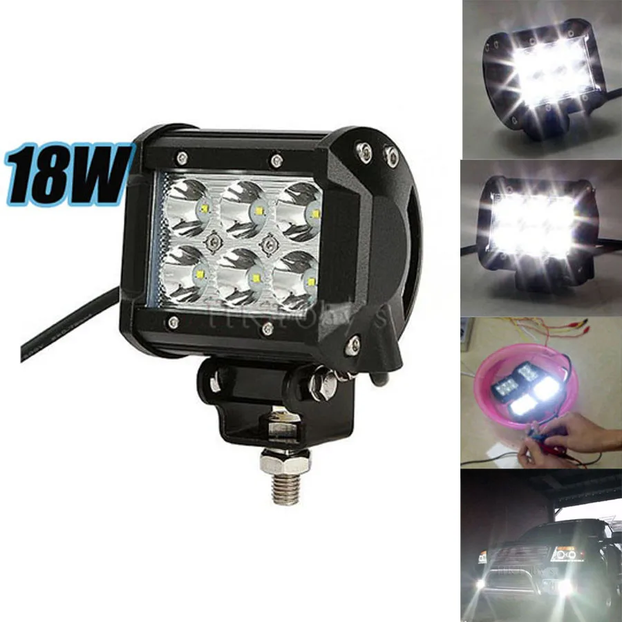 Flood spot 4Inch 18W LED Work Light Bar for Indicators Motorcycle Driving Offroad Boat Car Tractor Truck 4x4 SUV ATV (2)