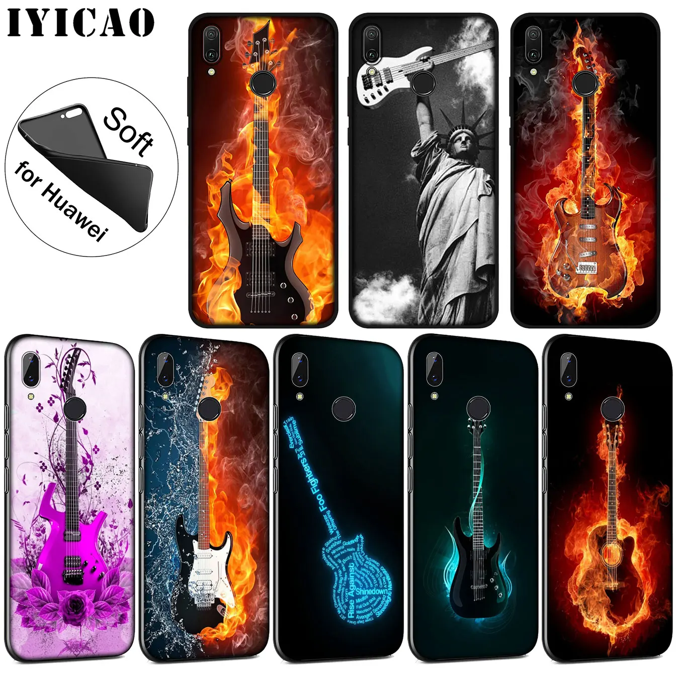 IYICAO музыкальная гитара DJ роскошный мягкий силиконовый чехол для Huawei P30 P20 Pro P10 P9 P8