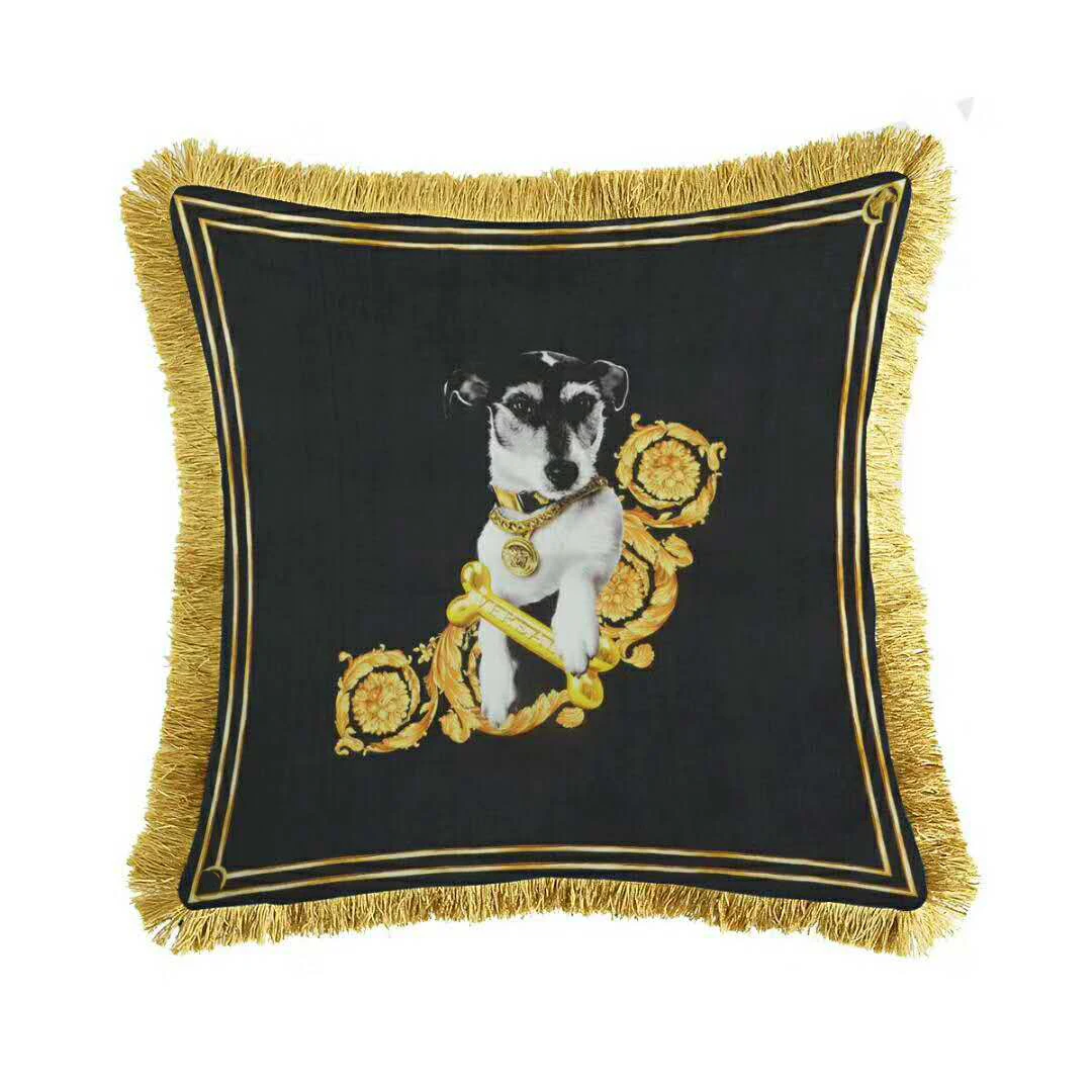 

Luxury Dog Fashion Classical Velvet Tassel Cushion Cover Animal Pillow Cover Pillowcase Home Decorative Sofa Throw Pillow Chair