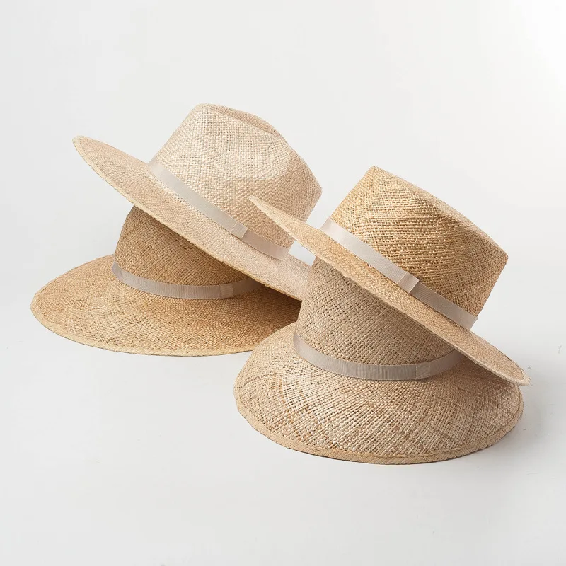 01901-hh7252 Летняя Шляпа Fedora из натуральной травы ручной работы для мужчин и женщин для отдыха Панама шляпа