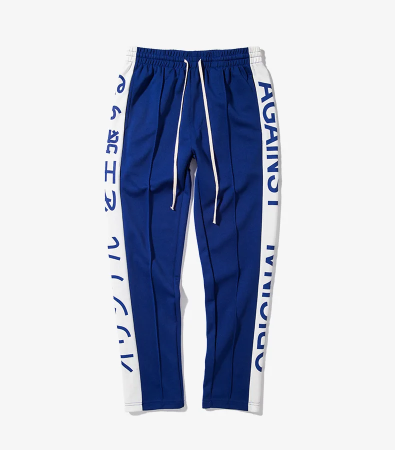 Сода воды мужские контрастные цвета уличные модные брюки повседневные брюки японские буквы печати боковые полосы спортивные брюки 359W17 - Цвет: blue