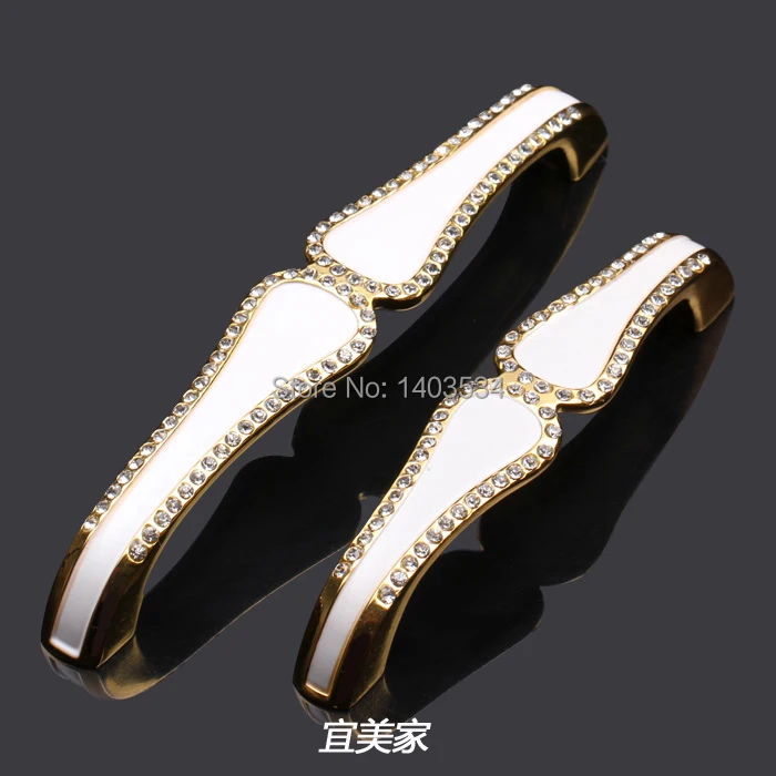 

Hole C:C: 96mm/128mm handle drawer pulls Antique furniture cabinet handle Ivory white Golden color