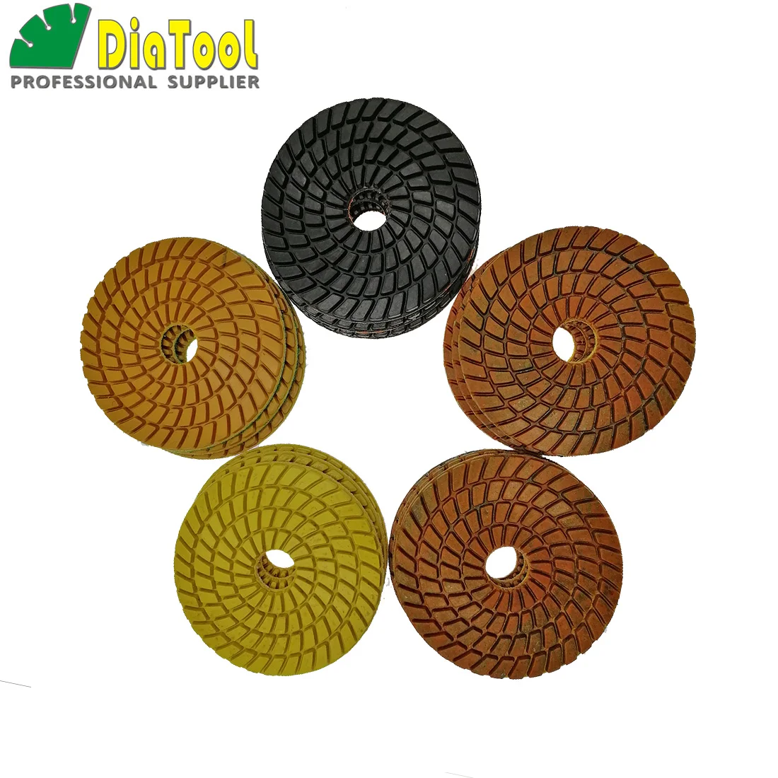 

DIATOOL 3sets total 15pcs 4" Five Step Diamond Polishing Pads Wet 100mm Sanding Disc Polisher Disc Polishing Disc For Stone