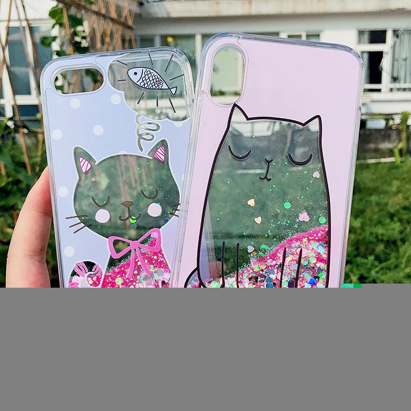 3D Cartoon Cat Fish Flower Perfume Bottle Quicksand Dynamic Liquid Glitter Case For iPhone 6 s Case For iPhone X 6 7 8 Plus Case (14)