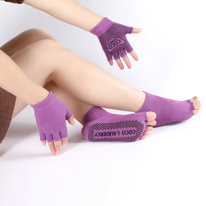Йога носки женские спортивные Пилатес носки для бальных танцев носки половина пять пальцев силикона горошек противоскользящие носки