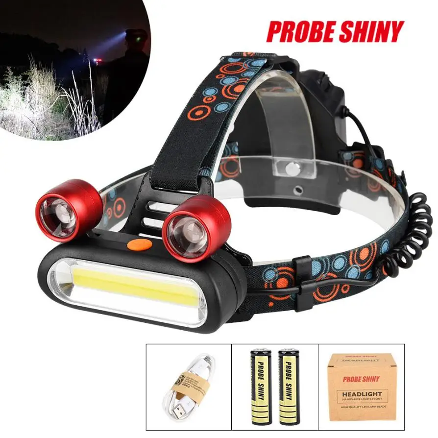 Cheap 15000LM 2x XM-L T6 LED +COB Flashlight Rechargeable Without 18650 Headlamp Head Light Torch Set For Bike Accessories Outdoor P17 4