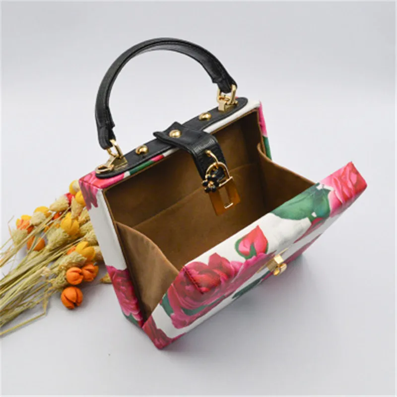 Модные женские Вечерние Сумки из искусственной кожи, сумки с цветочным принтом розы, женская сумка на плечо, сумка-мессенджер, кошелек