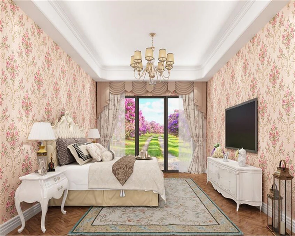 beibehang American Pastoral ancient big flower fine press nonwoven fabric 3d wallpaper bedroom living room TV background behang beibehang American Pastoral ancient big flower fine press nonwoven fabric 3d wallpaper bedroom living room TV background behang