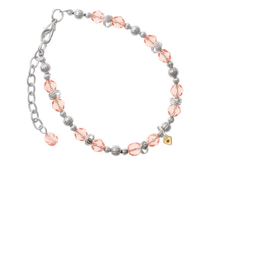 Goldtone Mini November - Yellow Crystal Heart Pink Beaded Bracelet