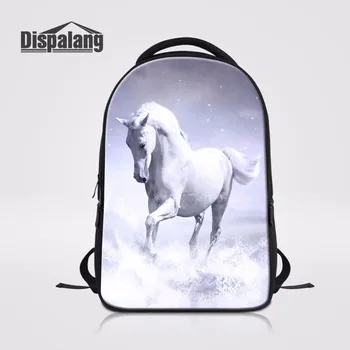 

Dispalang White Horse Animal Custom Backpack Stylish Teenager School Bags Practical Laptop Bagpack Casual Computer Back Pack