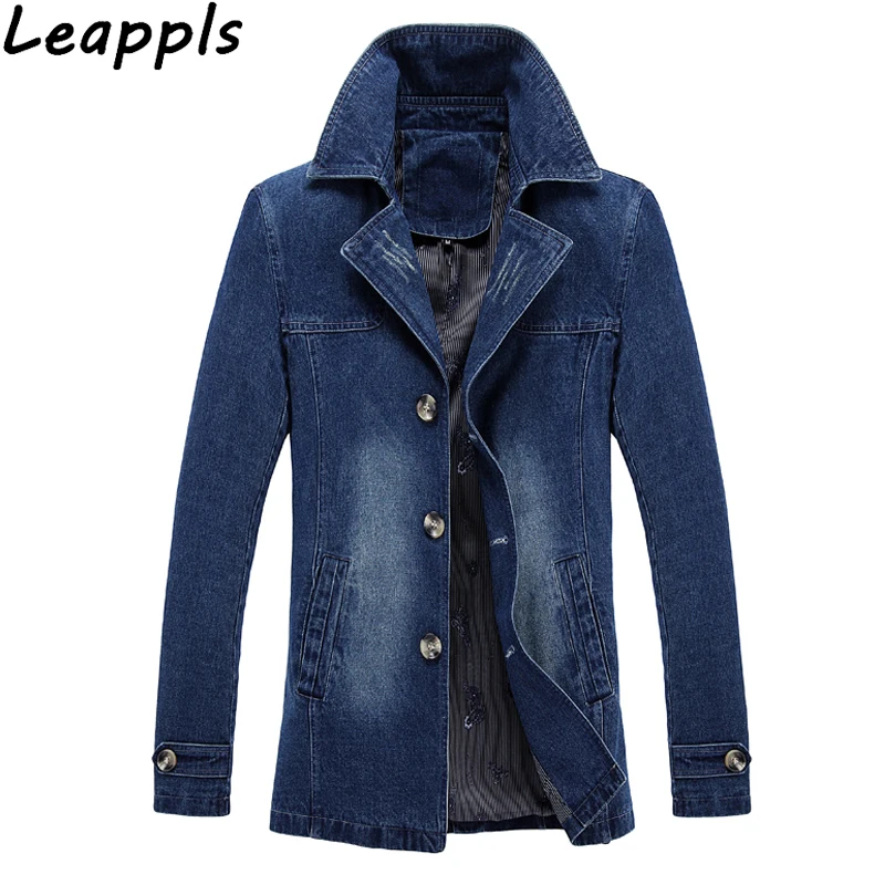 Leappls Plus Size 4XL Mens denim Blazers Fashion Brand jeans Blazer