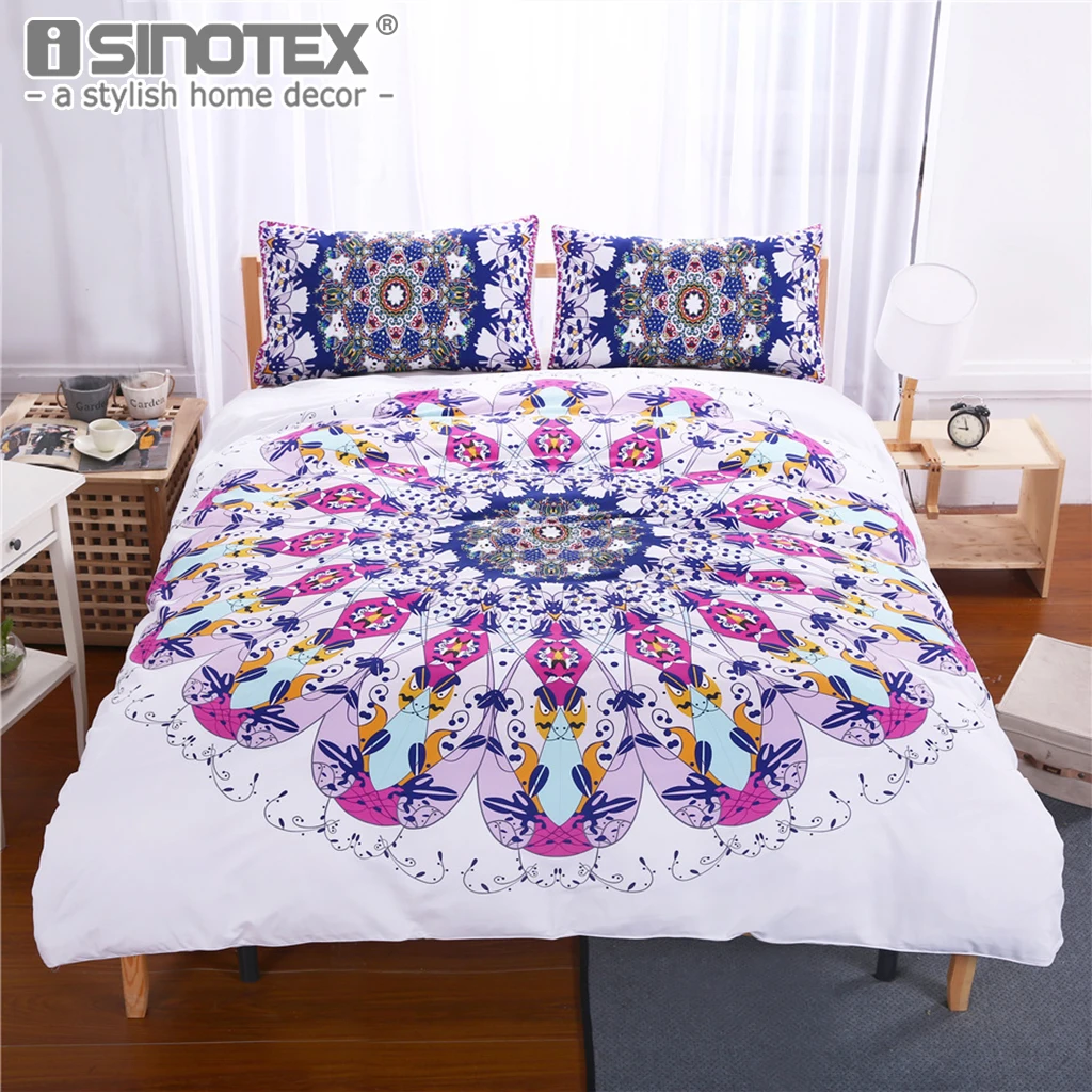 Buy 3 Pcs Mandala Bedding Set White Bohemian Bedspread