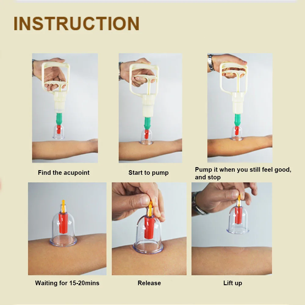 Высококачественные 6 шт. банки китайские вакуумные чашки комплект для постановки банок Вытяните вакуумный аппарат Расслабляющая терапия массажеры кривая всасывания насосы