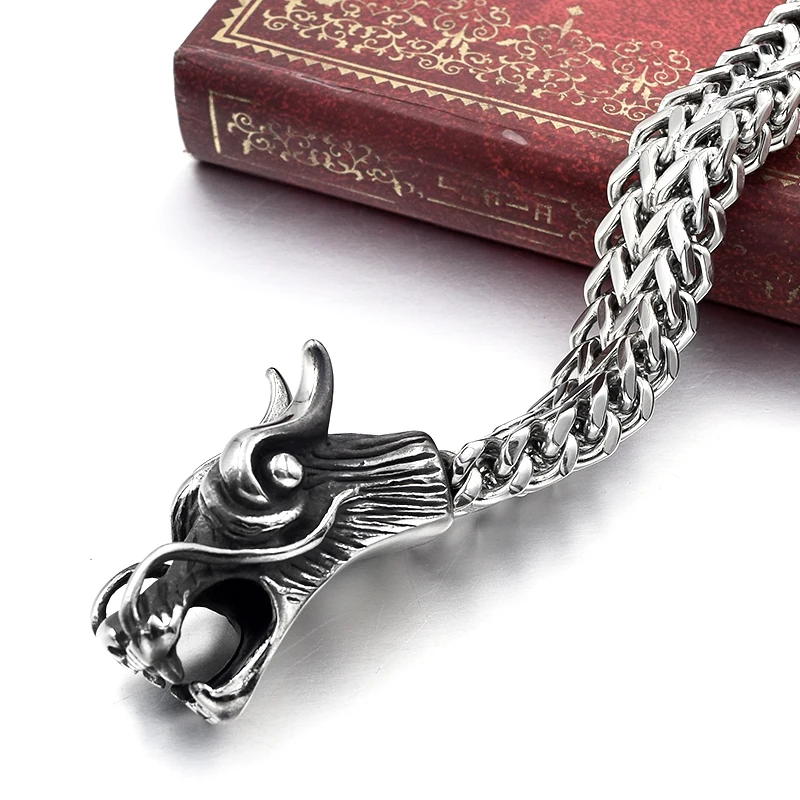 ATGO, крутой браслет из нержавеющей стали с двойным драконом для мужчин, индивидуальный модный браслет из нержавеющей стали, мужской подарок BB1363