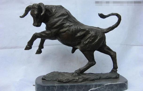 

S1617 China Feng Shui Wealth Classic Copper Bronze Abstract wild OX Bull Art Sculpture D0318