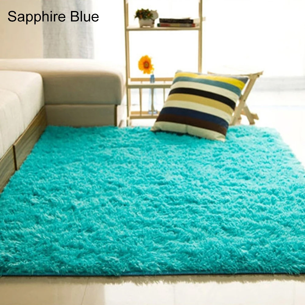 1pc Floor Carpet Mat Soft Anti-Skid Rug Rectangle Area Rug For Home Living Room Bedroom Home Garden - Цвет: Sapphire Blue