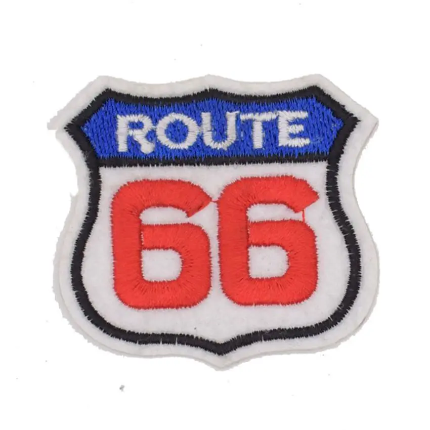 2 pieces Red ROUTE 66 Iron On Patch Biker Motif Historic Highway Mother ...