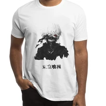 Футболка в японском стиле аниме «Токийский Гуль», Мужская Готическая Эстетическая одежда с принтом, Harajuku, уличная белая футболка, Hombre, футболка Homme