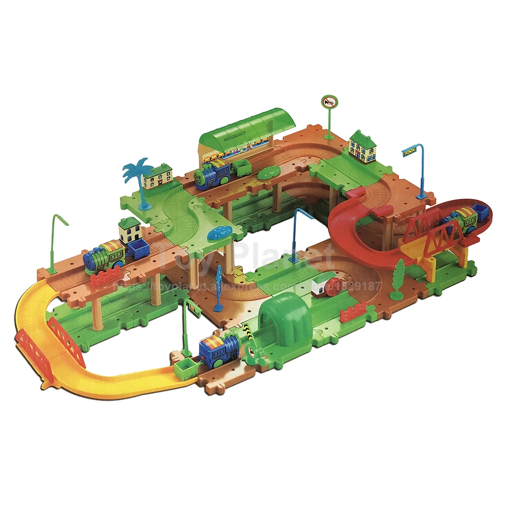 

Thomas And Friends 69pcs Building Tramroad Blocks Miniature Railway Train Blocks Assembling Toy Car Parking Lots Track Railroad