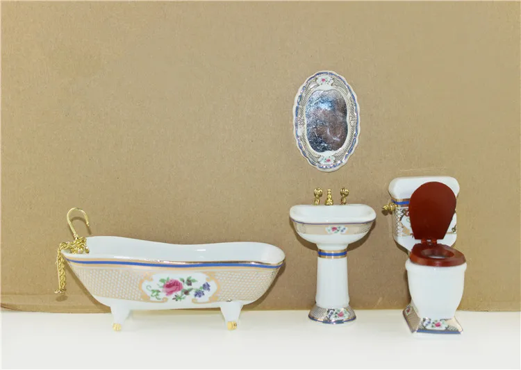 kawaii mini 112 modello dollhouse mobili da bagno in ceramica casa un gioco da
