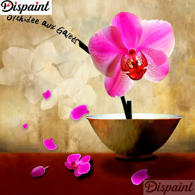 

Dispaint Full Square/Round Drill 5D DIY Diamond Painting "Pink flower bowl" Embroidery Cross Stitch 3D Home Decor Gift A11102