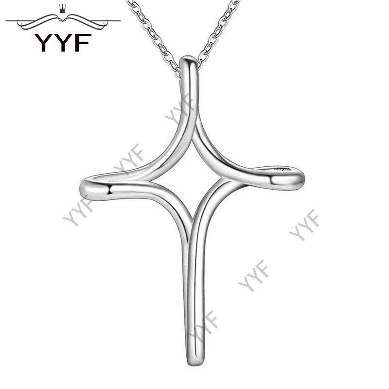 

TIFF S925 Silver Cross Necklace Originally 1:1 High Quality Charm Pendant Necklace Suitable for Wedding Gift DIY Jewelry PY