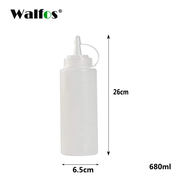 WALFOS Seasoning Bottle Plastic Salad Dressing Squeeze Bottle Pointed Nozzle Small Oil Bottle Kitchen Supplies 680ml