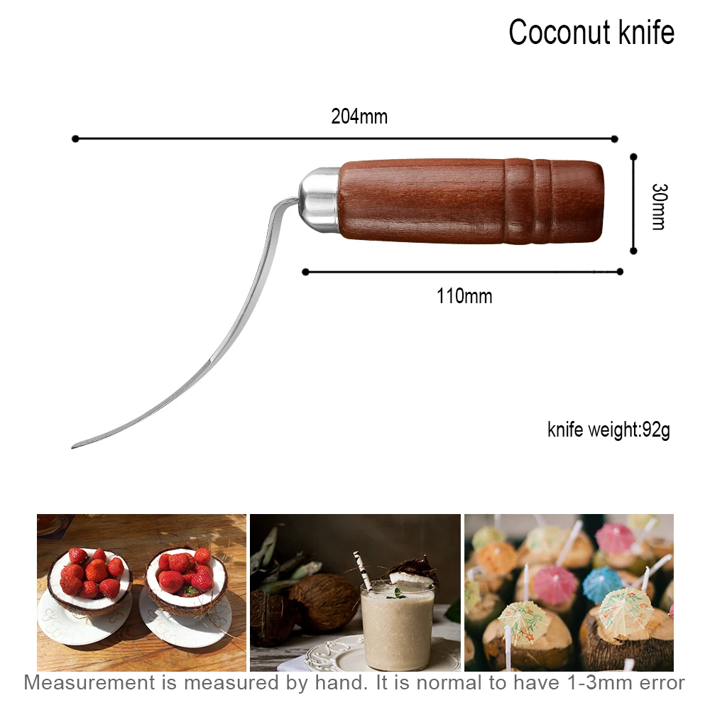 MYVI открывалка для кокоса нож для отдельных кокосовых скорлуп из нержавеющей стали инструмент для удаления кокосового мяса с деревянной ручкой гаджет