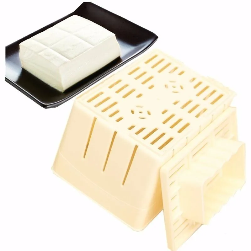OLOEY DIY Plastic Tofu Press Mould Homemade Tofu Mold Soybean Curd Tofu Making Mold with Cheese Cloth Kitchen Cooking Tool Set