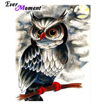 

Ever Moment Diamond Painting 5D DIY Picture Of Rhinestone Owl Moon Cross Stitch Home Diamond Embroidery Mosaic Full 3F1228