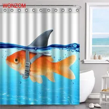 WONZOM Fish Polyester Fabric Dog Shower Curtain Bathroom Decor Frog Waterproof Animal Cortina De Bano With 12 Hooks Gift 2017