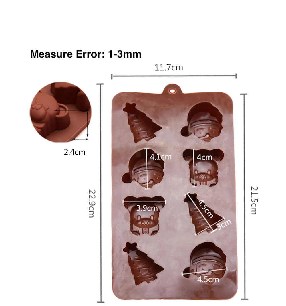Печенье Шоколад Мыло печенье плесень вкладыш форма «сделай сам»-й силикон для пищевых продуктов FDA LFGB Санта Клаус рождественские колокольчики с медведями