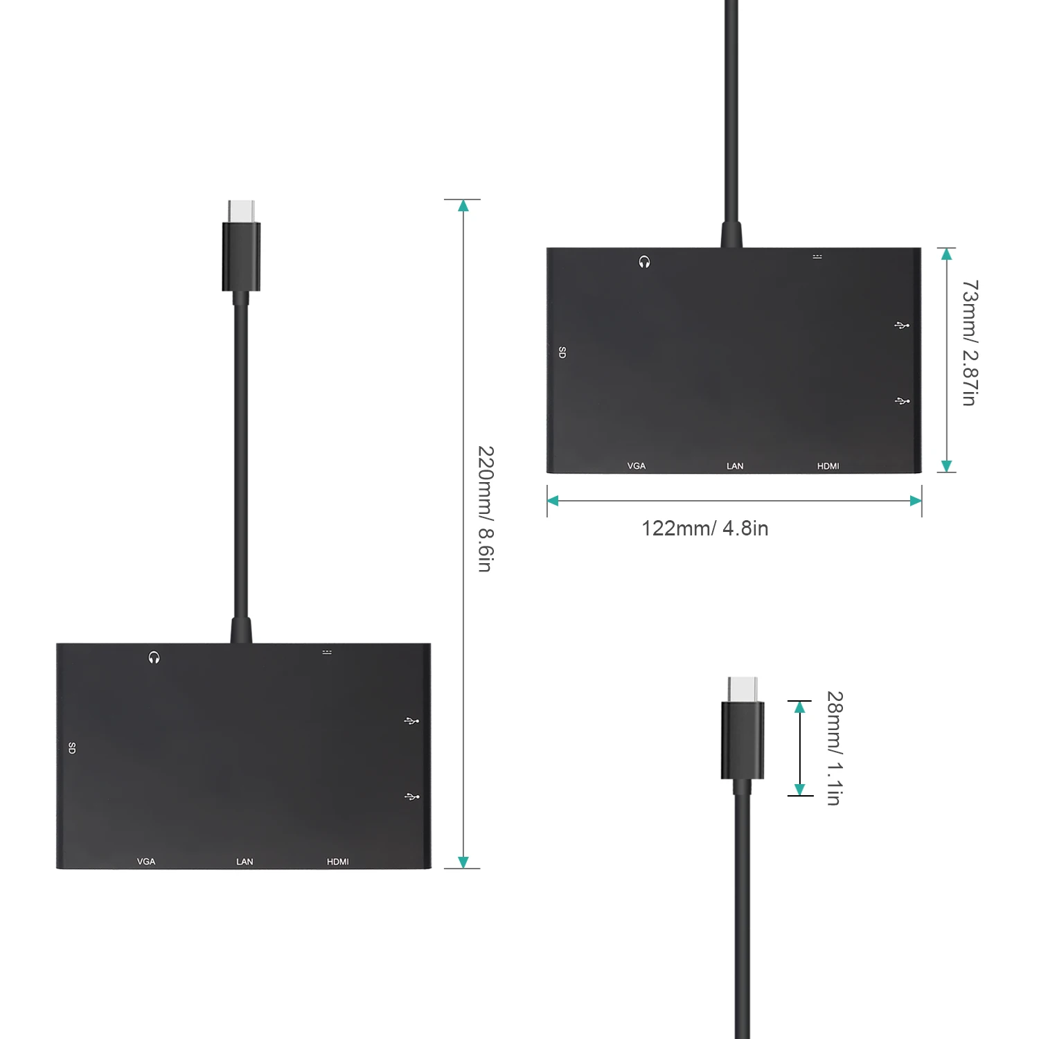 Usb type C к HDMI VGA Gigabit Ethernet RJ45 адаптер USB-C type-C концентратор PD 4K AUX SD кард-ридер мульти для Macbook Air Pro