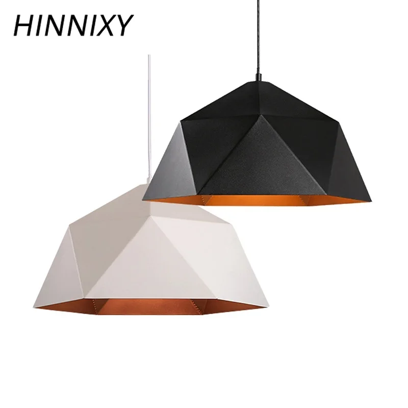 

Hinnixy E27 Vintage Painted Metal Hanging Lamp Black White Pendant Lights Decoration Lampshade For Living Room Master Bedroom