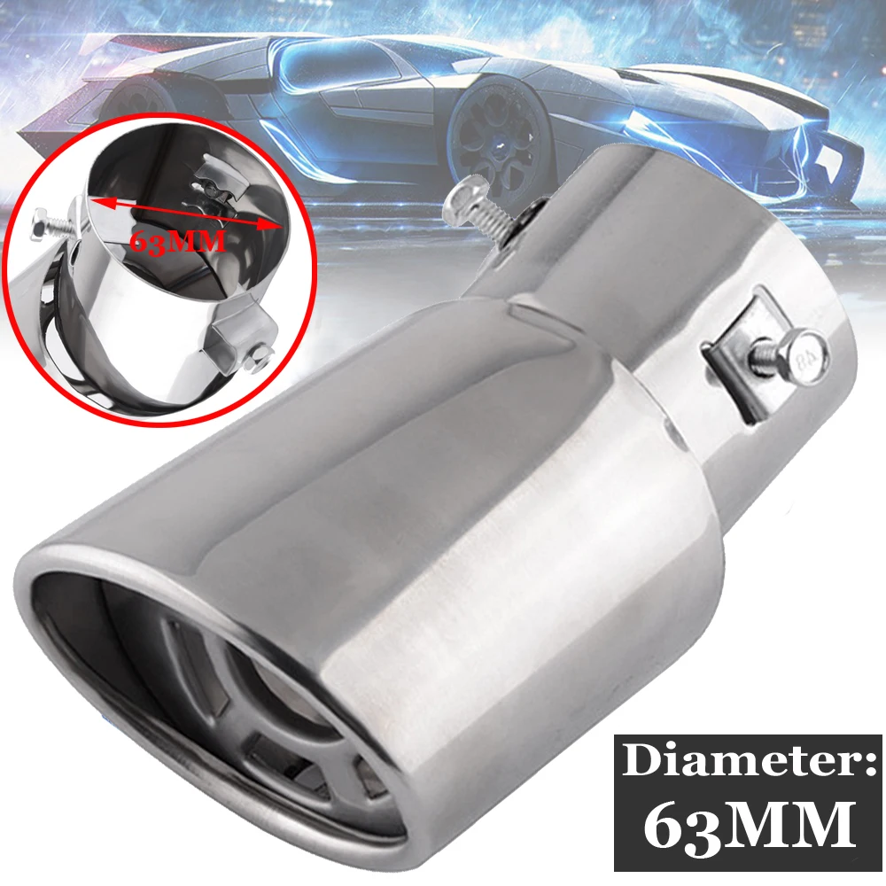 

Universal 63MM Car Auto Rear Oval Stainless Steel Exhaust Muffler Tail Pipe Tip