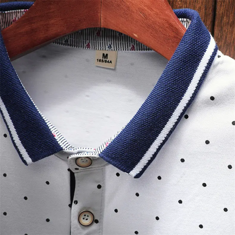 Polka Dot Polo Men Summer Short Sleeve Cotton Breathable Men Polos Male Quality Classic Brand Clothing Fast Dry Top Tees 3XL 4XL 6