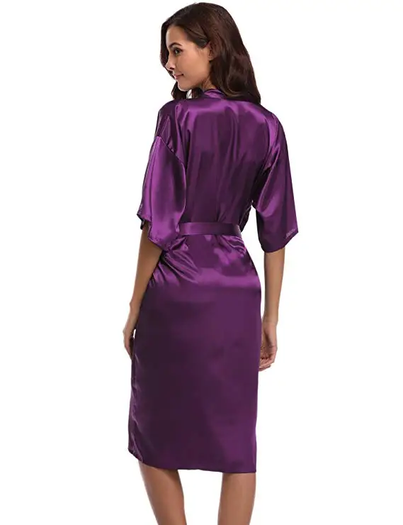 Women Dress Women Sleepwear Silk Robe Womens Robe Faux Silk Kimono Bath Gown Female Sexy Bathrobe Nightgown