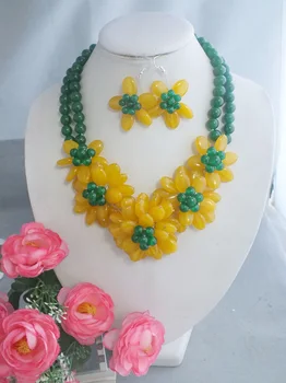 

Free ship!!! Z-5520 New Women Yellow Natural stone Flower Jewerly Set For Wedding