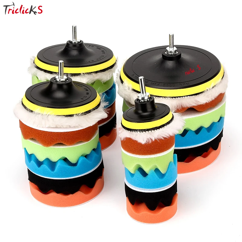 

Triclicks 7x New 3" 5" 6" 7" Polishing Waxing Buffing Pad Sponge Kit Set Car Polisher Pad Vehicle Washing Polish Cleaning Tool