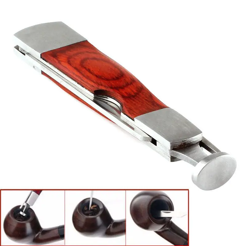 

1 Set Multifunction Red Wood Smoking Pipe Cleaning Tool 3 in 1 Stainless Steel Smok Pipe Cleaner Accessories P20