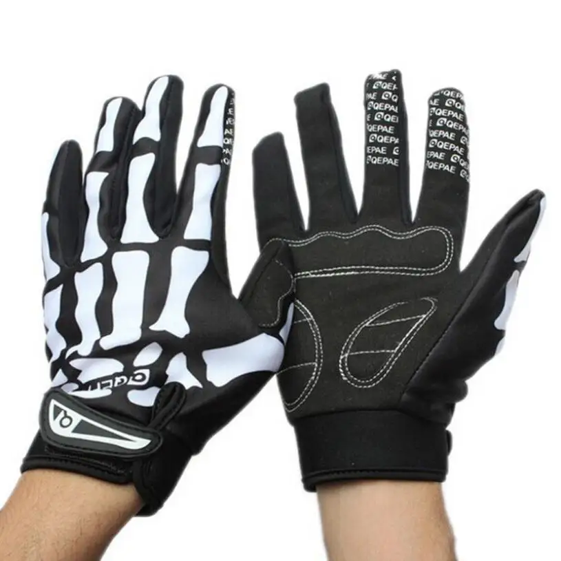 Sport Cycling Bike Motorcyle Skull Skeleton Goth Bone Full Finger Glove