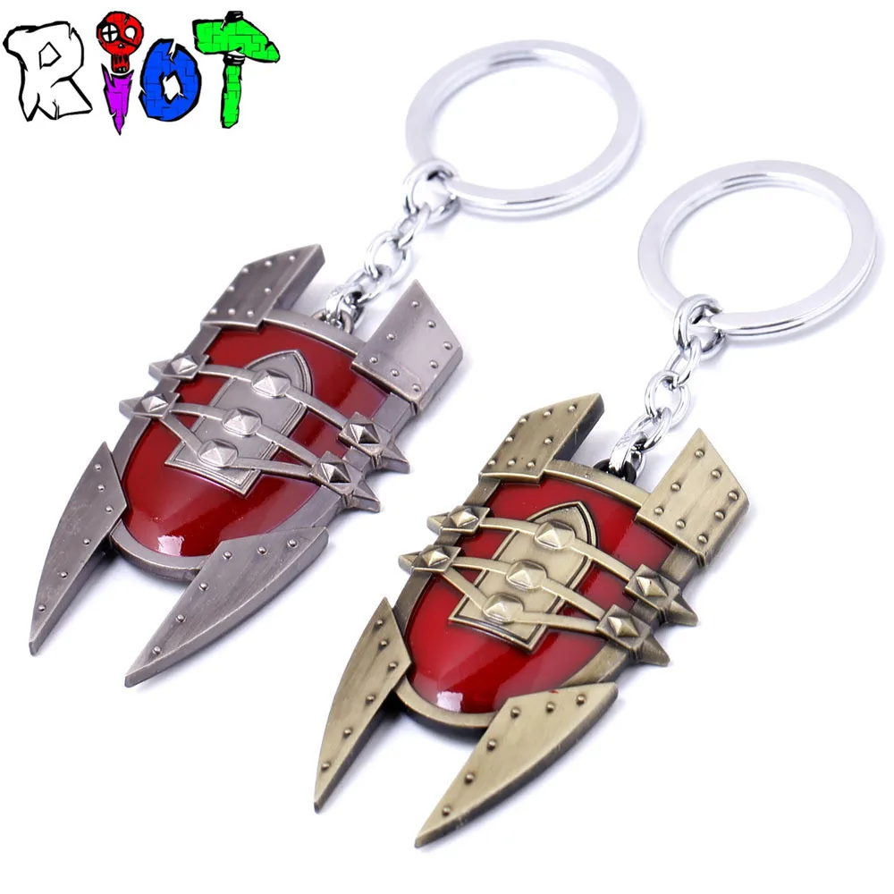 LOL Shield Weapon model Keychain game accessories metal keyring for