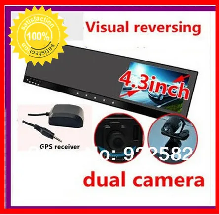 

4.3"mirror dvr gps touch ultra thin mirror camera parking dvr GPS dualvideo recorder gps locator,HD ultra thin rearview mirror
